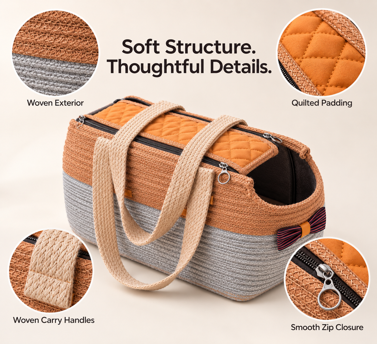 Handcrafted Woven Dog Carrier Bag