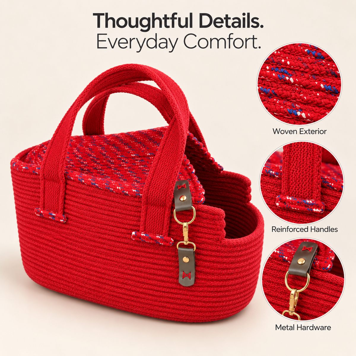 Handcrafted Woven Dog Carrier Bag