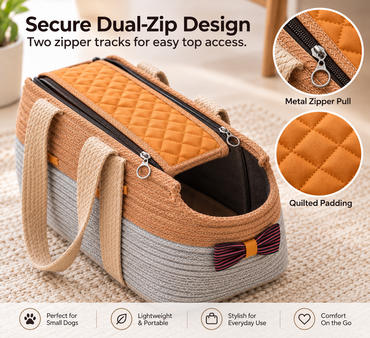 Handcrafted Woven Dog Carrier Bag