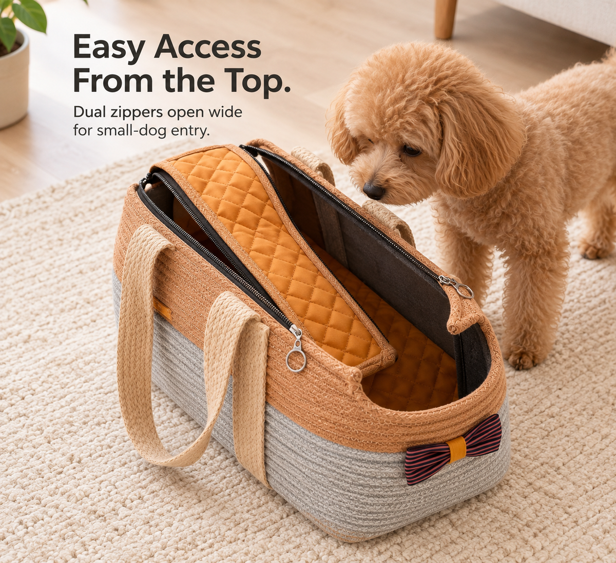 Handcrafted Woven Dog Carrier Bag